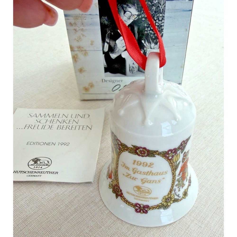 Vintage Hutschenreuther 1992 Porcelain Bell Ornament Ole Winther Germany Box